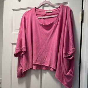 We The Free Bright Pink Oversized Crop Top
